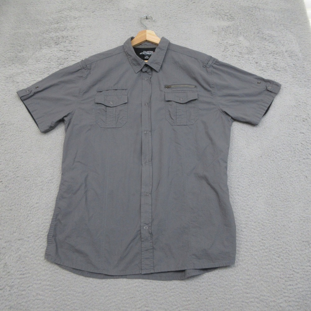 Counter Intelligence Utility Shirt Mens XL Gray Tactical Cargo Workwear Safari